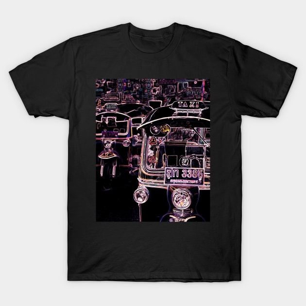 Tuk Tuk At Night In Bangkok T-Shirt by VintCam